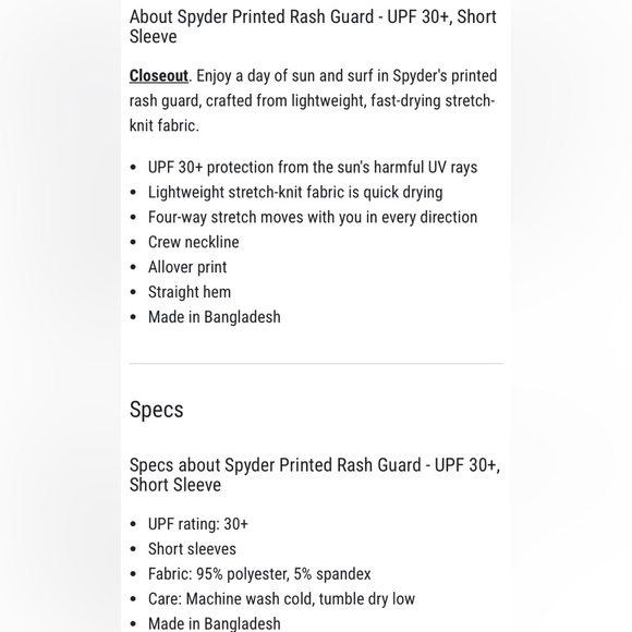 Spyder Swim Rash Guard UPF 30+ Size Large Short Sleeve Spyder Rash Guard size L! - Picture 12 of 15